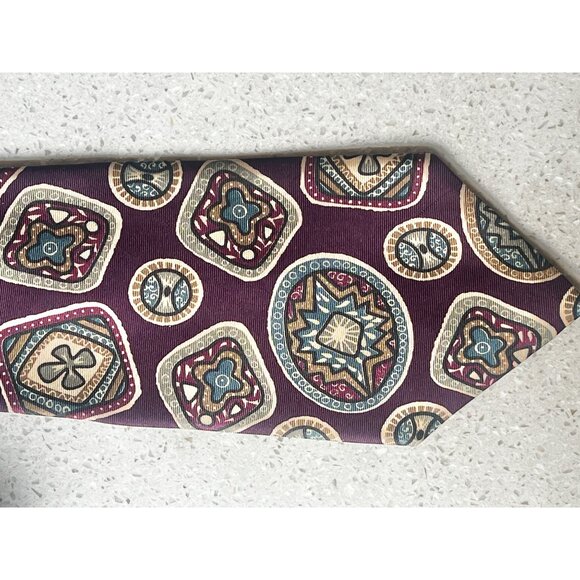 Christian Dior Monsieur Italian Silk Necktie Made In USA with Geometric Y2K - Picture 2 of 6